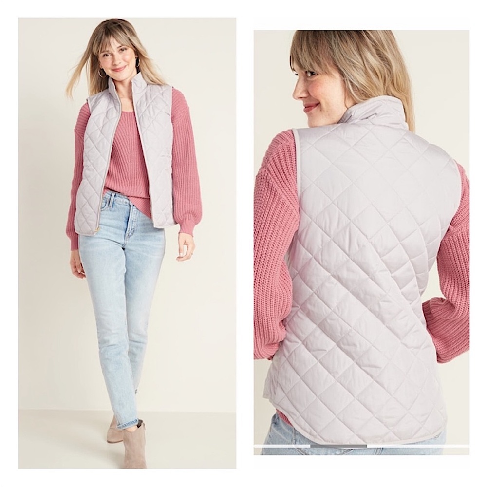 Old navy Lightweight Diamond-Quilted Zip Front Vest. Size medium lavender purple